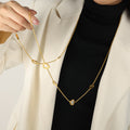 Layered Open Heart Cutout Zircon Pendant Long Chain Necklace view 1