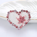 Pearl Heart Brooch Enamel Flower Blue or Pink Rhinestones view 7
