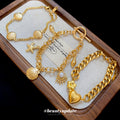 Gold Ocean Charm Bracelet Starfish Shell or Heart Curb Chain view 3