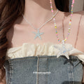Rainbow Seed Bead Choker And Glitter Starfish Necklace view 2