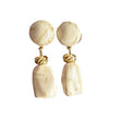 Marbled Geometric Resin Drop Earrings in Brown and Cream view 5