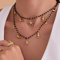 Black Crystal Bead Ocean Charm Necklace Starfish Seahorse view 2
