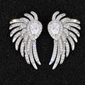 Silver-Tone Wing Stud Earrings with Clear Stones with Clear Stone Details view 5