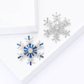 Silver Crystal Snowflake Brooch Clear Blue Stone Accents view 2