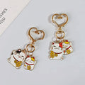 Maneki Neko Lucky Cat Enamel Keychains Heart Clips 2 Styles view 5