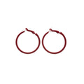 Flocked Oval Hoop Earrings In Brown And Red With Slim Profile view 5