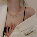 Gold Multi Strand Scalloped Chain White Pearl Drop Necklace view 1