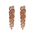 Pink Crystal Cluster Tapered Linear Long Drop Earrings view 5
