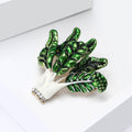 Green Crystal Cabbage Brooch With Polished Metal And Sculpted Decorative Details view 3