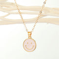 Gold Tone Enamel Smiley Face Pendant Necklaces in Six Colors view 8