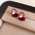 Velvet Heart Stud Earrings with Clear Teardrop Crystals view 8