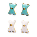 Stainless Steel Enamel C Shape Oil Drip Stud Earrings Mint White view 5