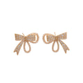 Gold Tone Bow and Pearl Stud Earrings in Three Designs view 5