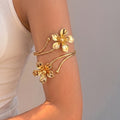 Flower Vine Wrap Open Upper Arm Cuff in Two Finishes view 1