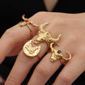 Sculpted Bull Head Open Rings With Red and Black Enamel Accents view 2
