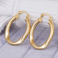 Gold Tone Irregular Oval Textured Hoop Earrings Pair view 2