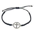 Black Braided Cord Circle Cross Adjustable Bracelet view 5