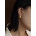 Ribbed Croissant C-Shape Stud Earrings Gold Or Steel view 4