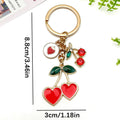 Four Pink Red and Brown Cherry Heart Metal Keychain Designs view 8
