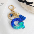 Ombre Glitter Resin Letter Keychain With Evil Eye Charm view 9