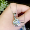 Silver Tone Round Clear Stone Halo Pendant Necklace view 5