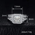 Silver-Tone Two-Piece Square Halo Ring Set with Clear Stone Details view 4