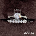 Silver Tone Round Solitaire And Crystal Band Ring Set view 5