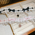 White Lace Bow Rhinestone Heart Pendant Choker Necklace view 3