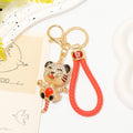 Rhinestone Enamel Tiger Keychain Braided Cord Color Options view 1