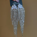 Rhinestone Circle Fringe Earrings in Four Long Designs view 9
