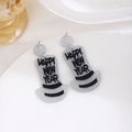 Festive Greeting Top Hat Glitter Acrylic Dangle Stud Earrings view 7