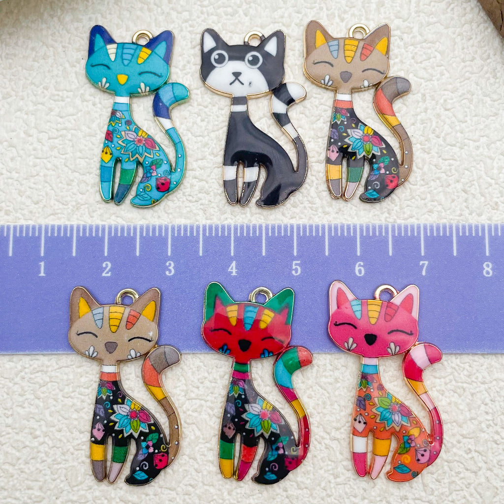 Printed Zinc Alloy Cat Raccoon Animal Charm Pendant for Keychain and Bag Accessories