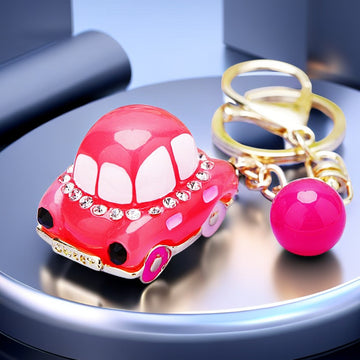 Jelly Cartoon Car Keychains in Five Pink Blue Purple and White Colors