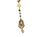 Brown Beaded Necklace with Ornate Teardrop Pendant view 5