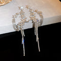 Crystal Crescent Drop Earrings with Star and Chain Tassels view 8