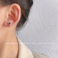 Silver Mini Starburst Stud Earrings Black White Crystal view 3