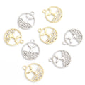 Rhinestone Whale Tail Open Circle Pendant Charms in Two Finishes view 5
