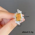 Yellow Emerald-Cut Cubic Zirconia Ring with Baguettes, Sizes 6–10 view 4
