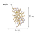 Gold Tone Wheat Matte Pearl Look Metal Brooch Pin for Jackets and Lapels view 2