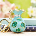 Copper Coin Gem Fortune Bag Keychains in White Purple Pink and Blue view 9