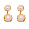 Double Shell Pearl Drop Earrings Gold And Two-Tone view 5