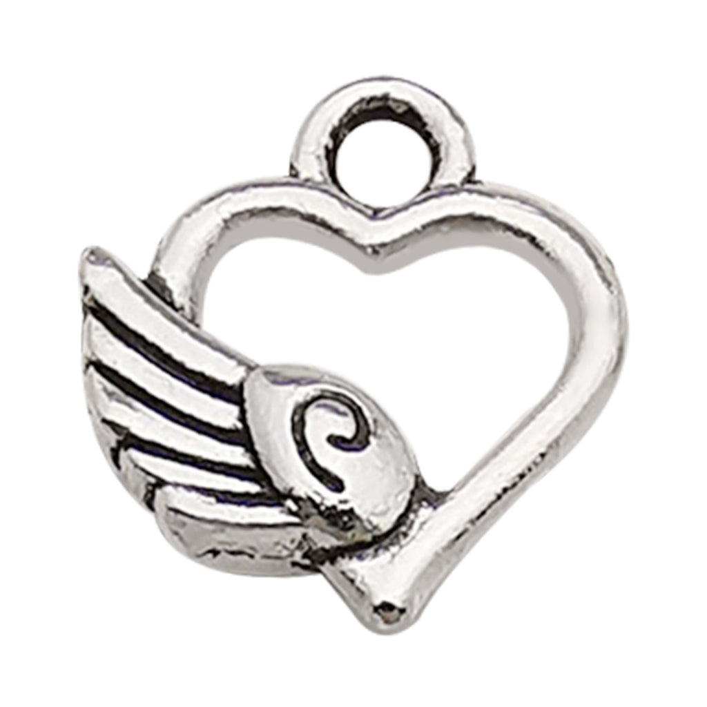 Zinc Alloy Solid Heart Hollow Heart Charm Pendant for DIY Bracelet Earring Jewelry