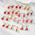 Enamel Fruit Stud Earrings Gold Posts Strawberry 14 Styles view 5