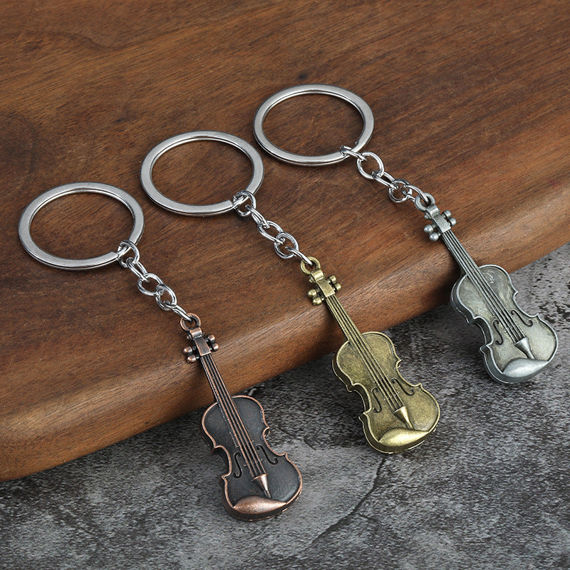 Vintage Guitar Violin Metal Keychain Gift Bag Charm Pendant
