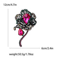 Large Crystal Rose Brooch With Decorative Crystal And Enamel Details view 7