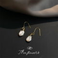 Gold Tone Irregular White Pearl Drop Hook Earrings For Women view 3