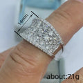 Silver Tone Wide Multi Row Full Pave Band Ring Clear Stones view 4