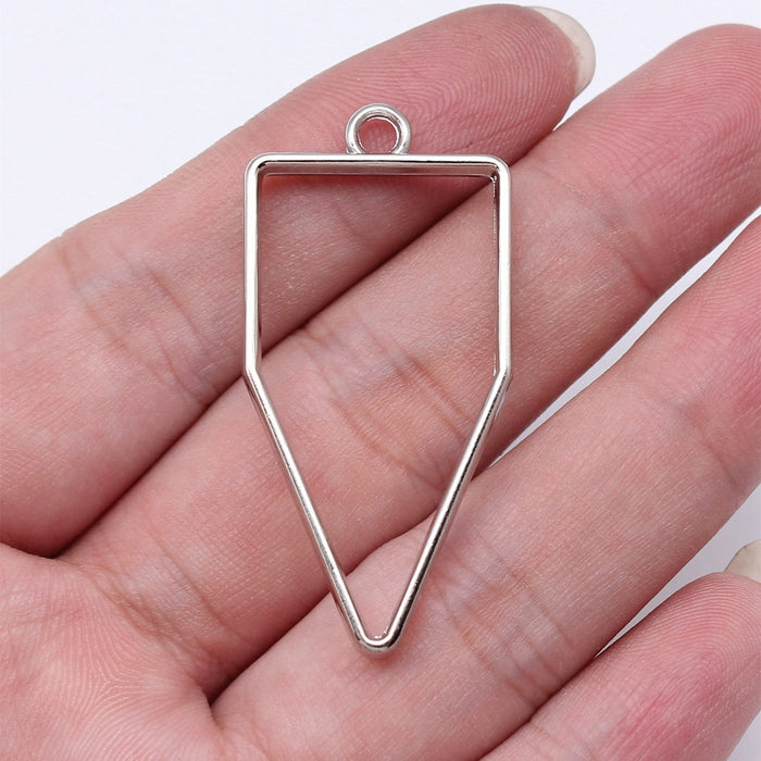 Open Tapered Shield Resin Frame Charms in 4 Finishes for Jewelry Making