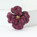 Full Rhinestone Peony Flower Brooch Dark Metal Blue Magenta view 4