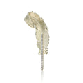 Rhinestone Feather Brooch Textured Metal Silver Gold view 5